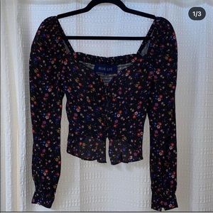 Blue Life long sleeve floral top